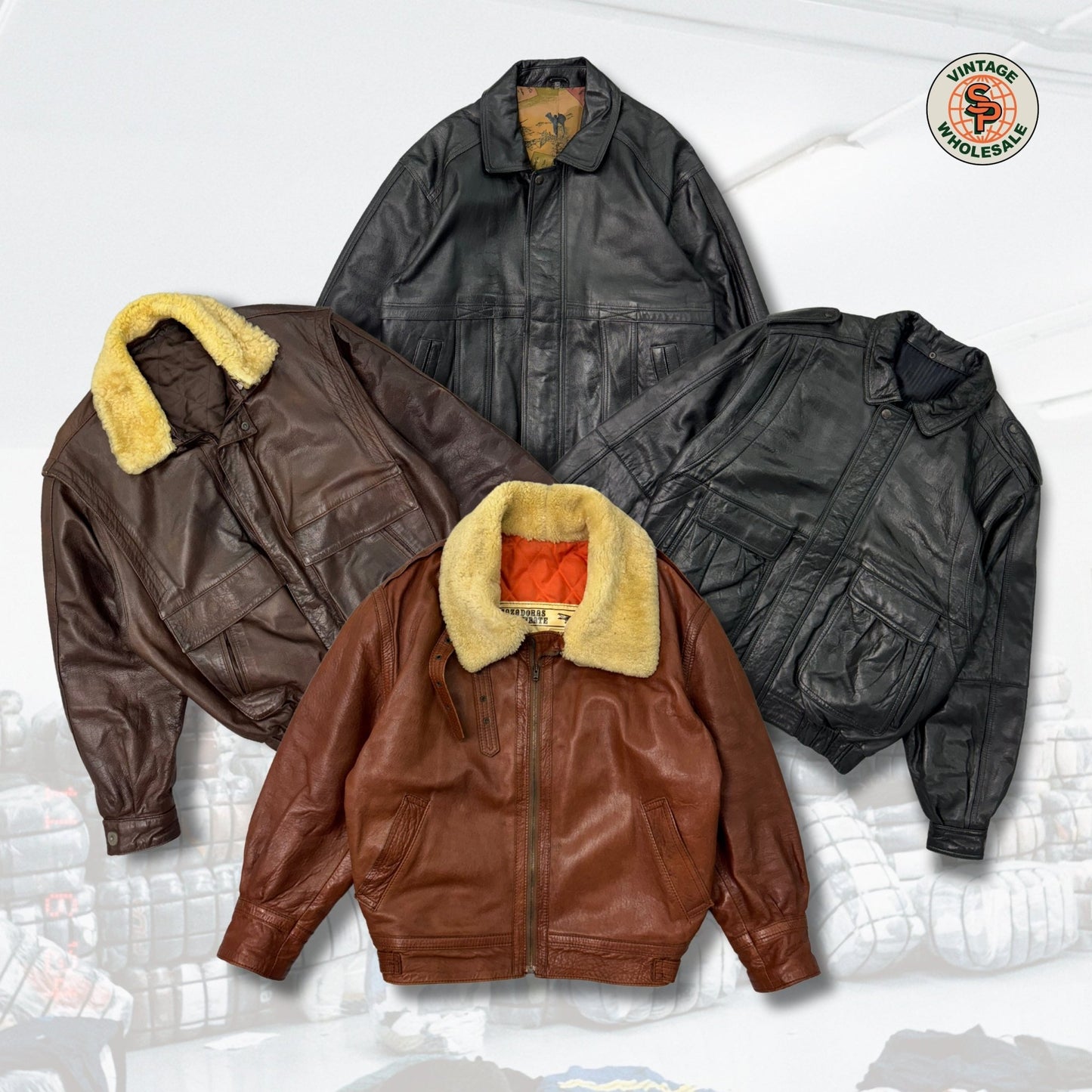 10kg Chaquetas de piel vintage - SP Vintage Wholesale