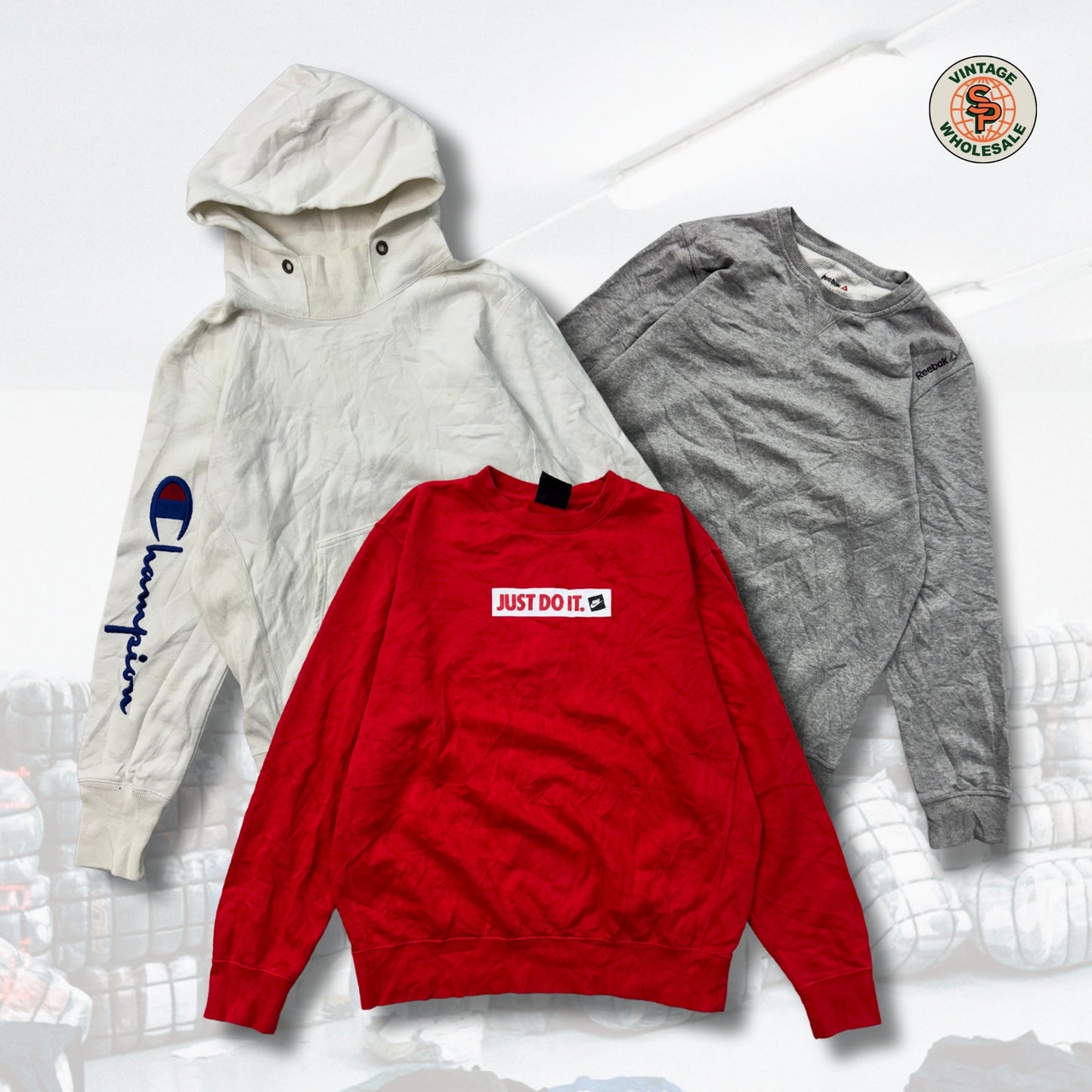 10kg Mix sudaderas de marca - SP Vintage Wholesale