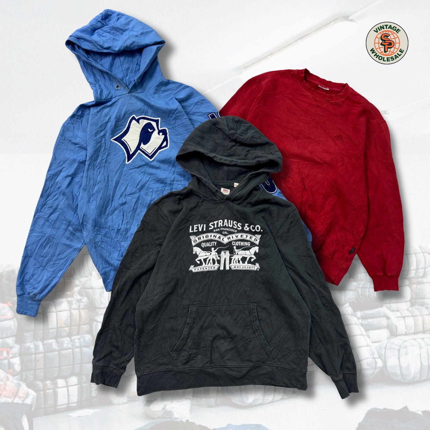 10kg Mix sudaderas de marca - SP Vintage Wholesale