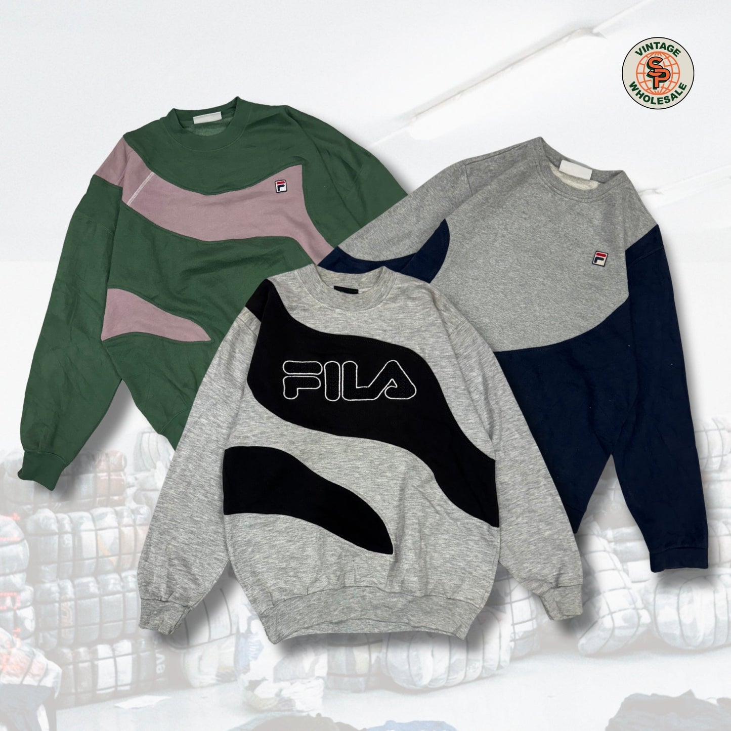 10x Sudaderas rework vintage Fila por piezas - SP Vintage Wholesale