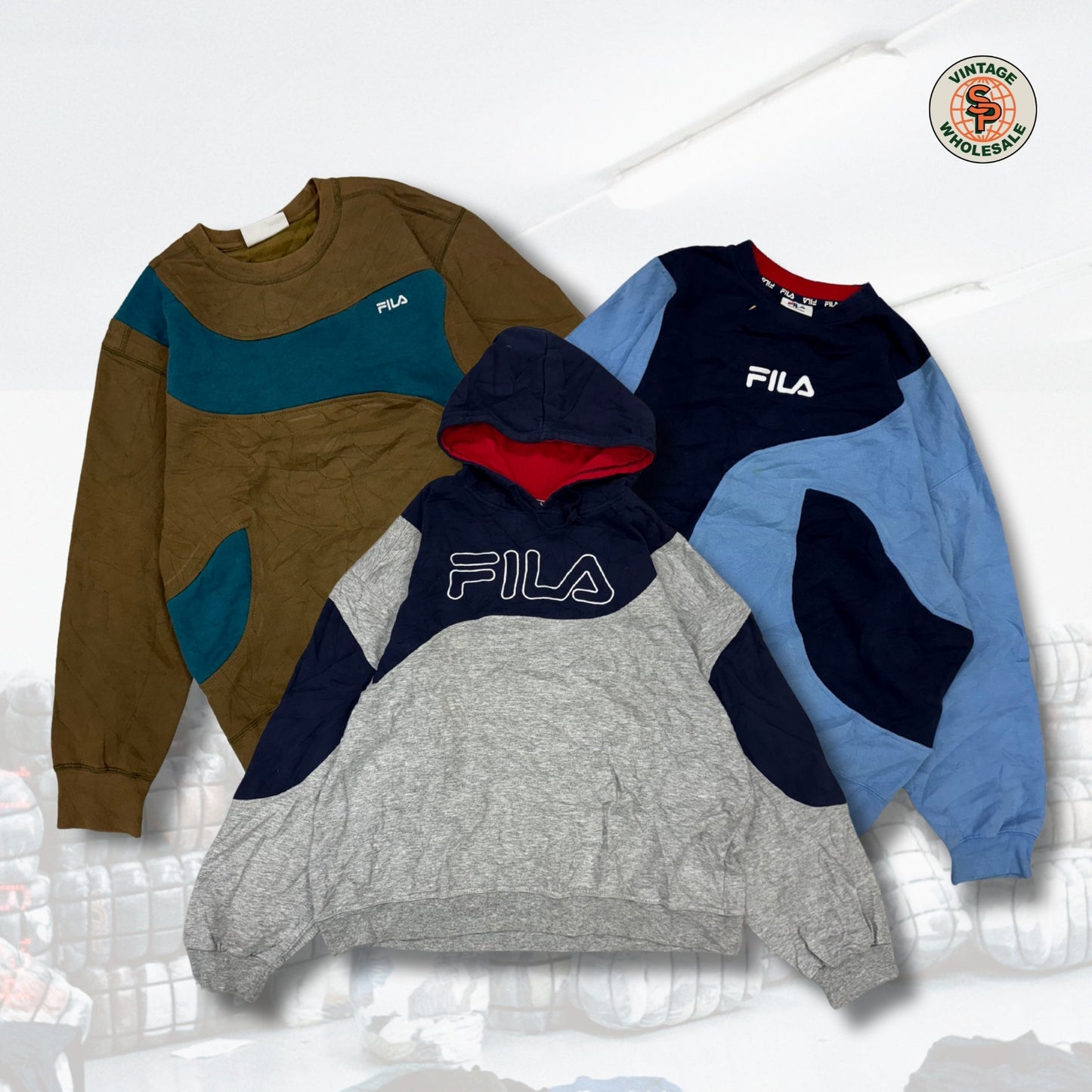 10x Sudaderas rework vintage Fila por piezas - SP Vintage Wholesale