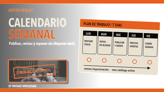 Portada editorial de SP Vintage sobre calendario semanal para resellers vintage