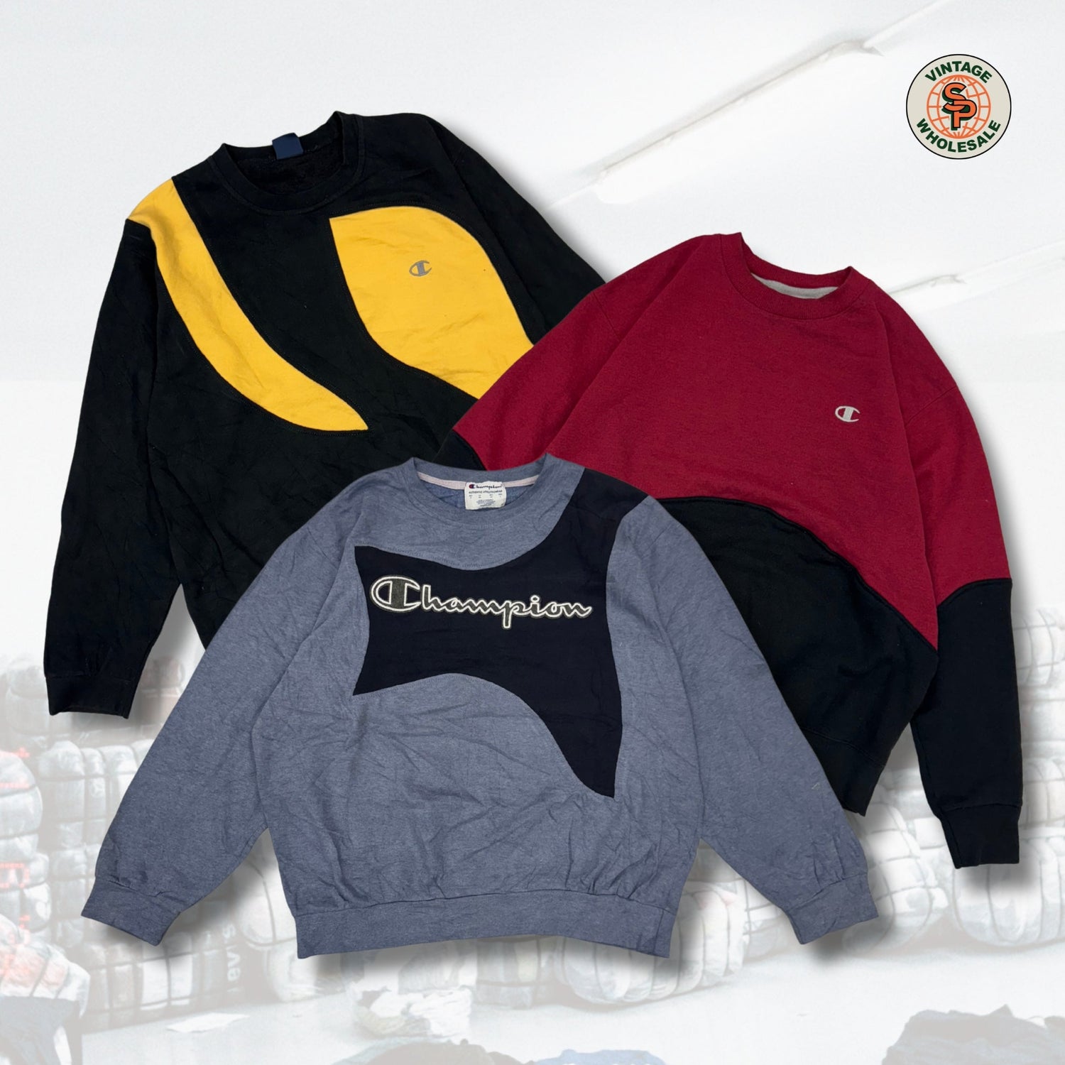 10x Champion vintage rework sweatshirts by pieces - SP Vintage Wholesale  