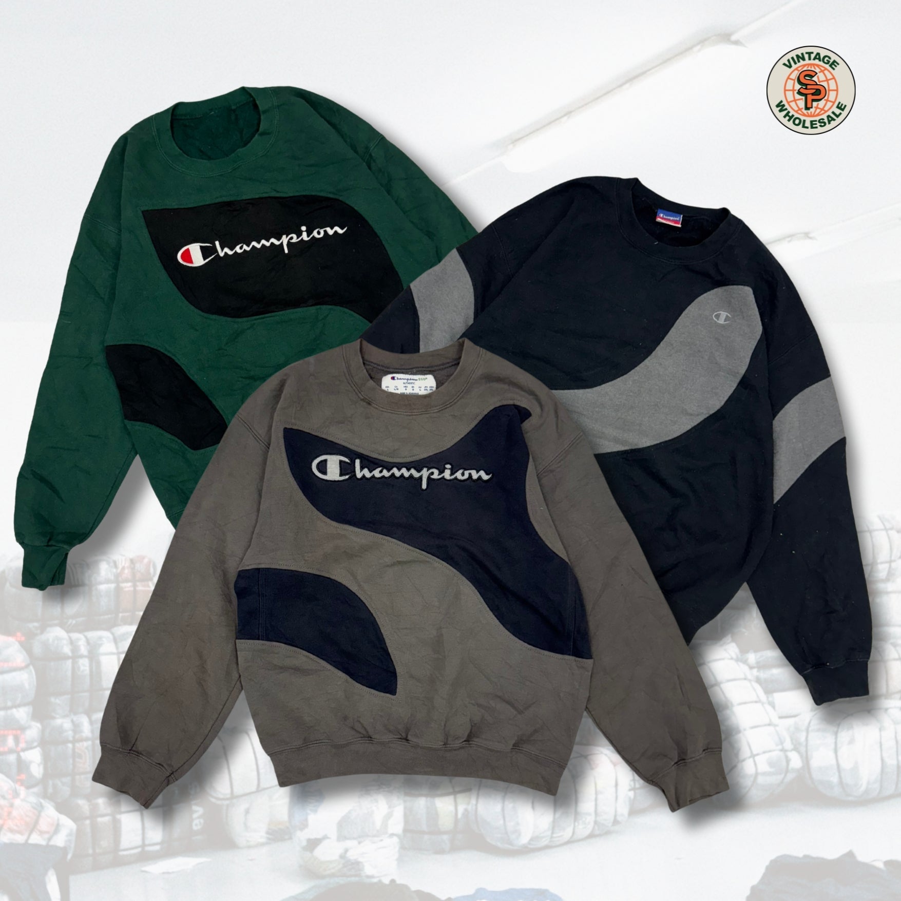 10x Sudaderas rework vintage Champion por piezas - SP Vintage Wholesale  