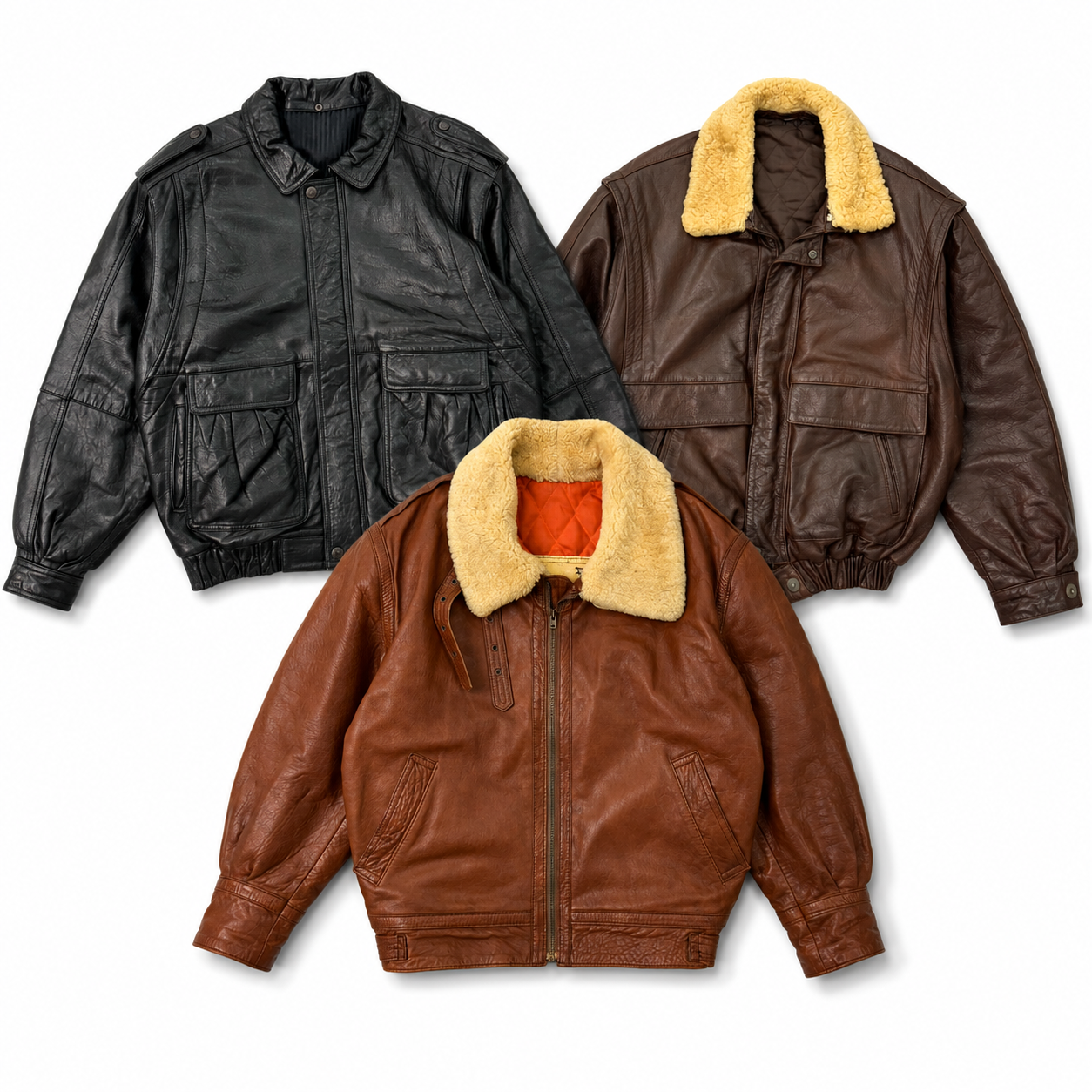 10x Chaquetas de cuero vintage