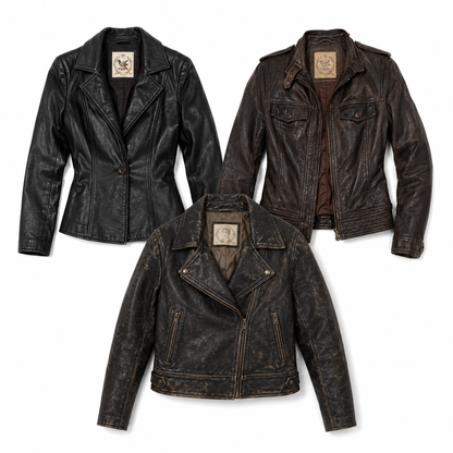 15x Chaquetas de piel vintage de mujer