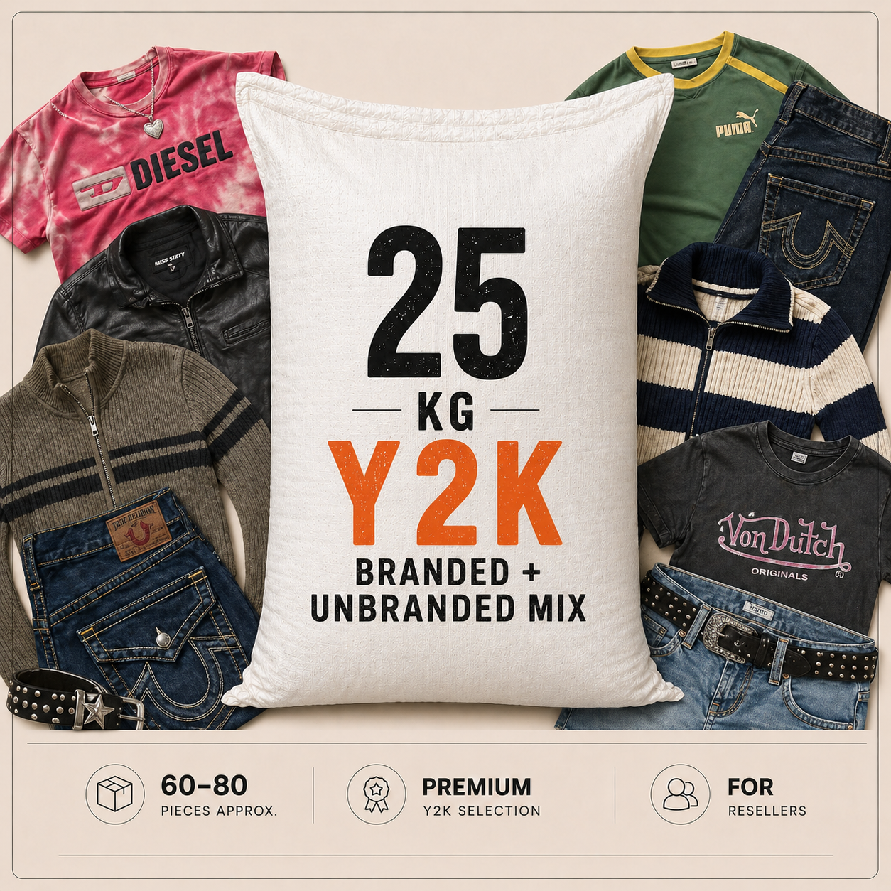 25kg vintage specialist bundle Y2K branded and unbranded mix