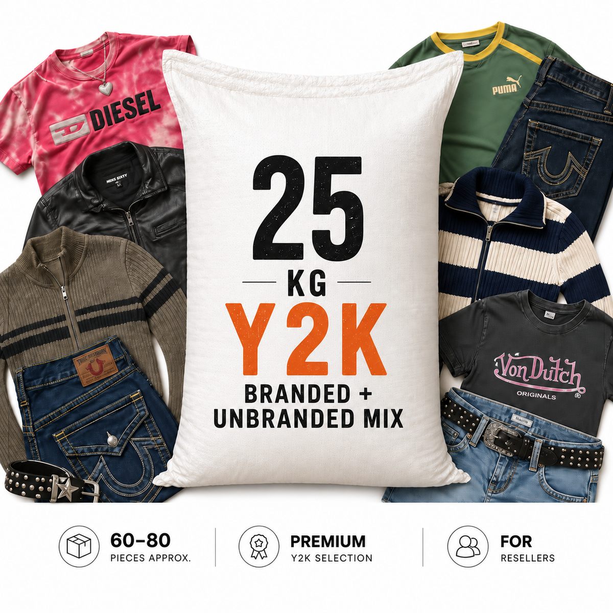25kg vintage specialist bundle Y2K branded and unbranded mix