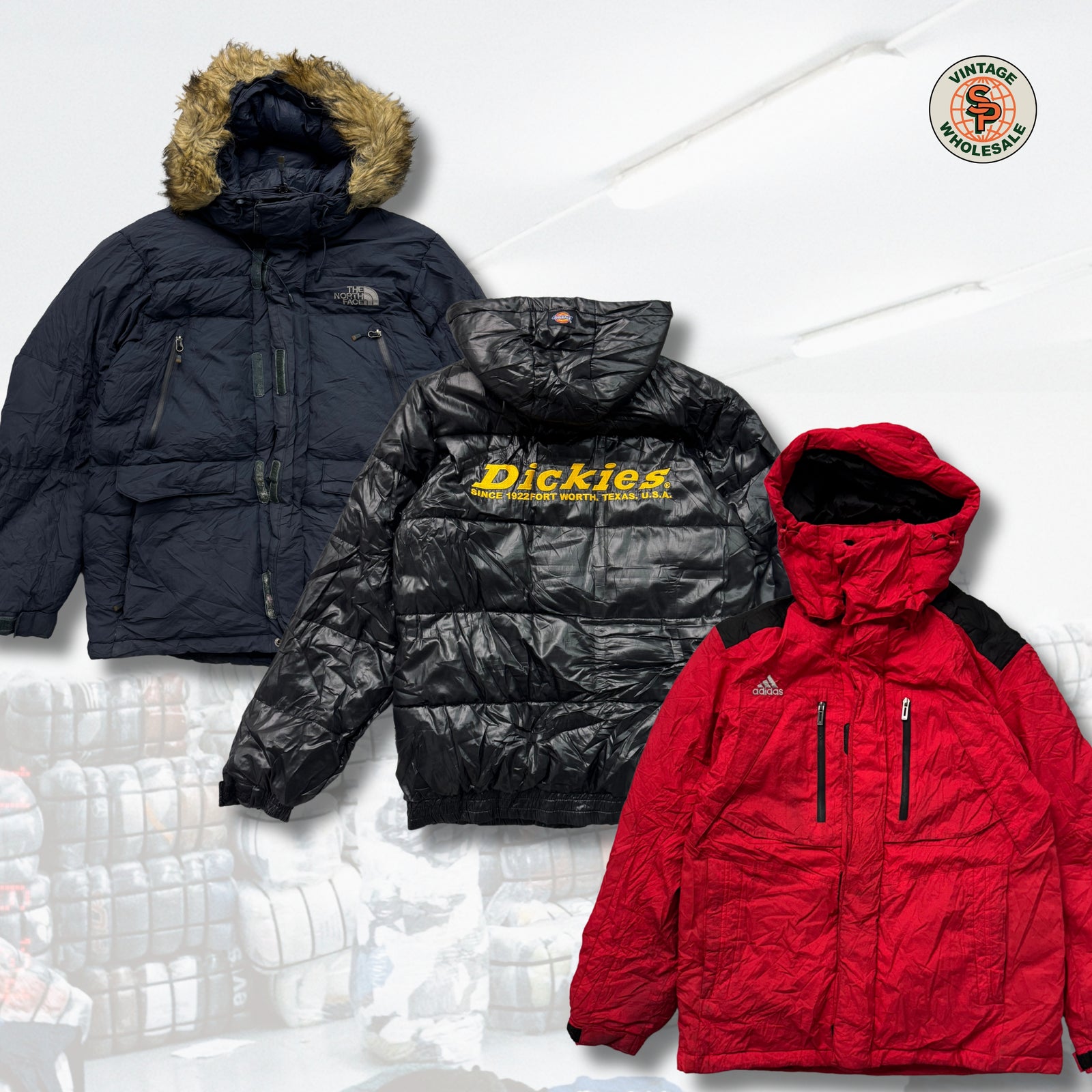 PRE-ORDER 10x Puffers vintage de marca por piezas - SP Vintage Wholesale