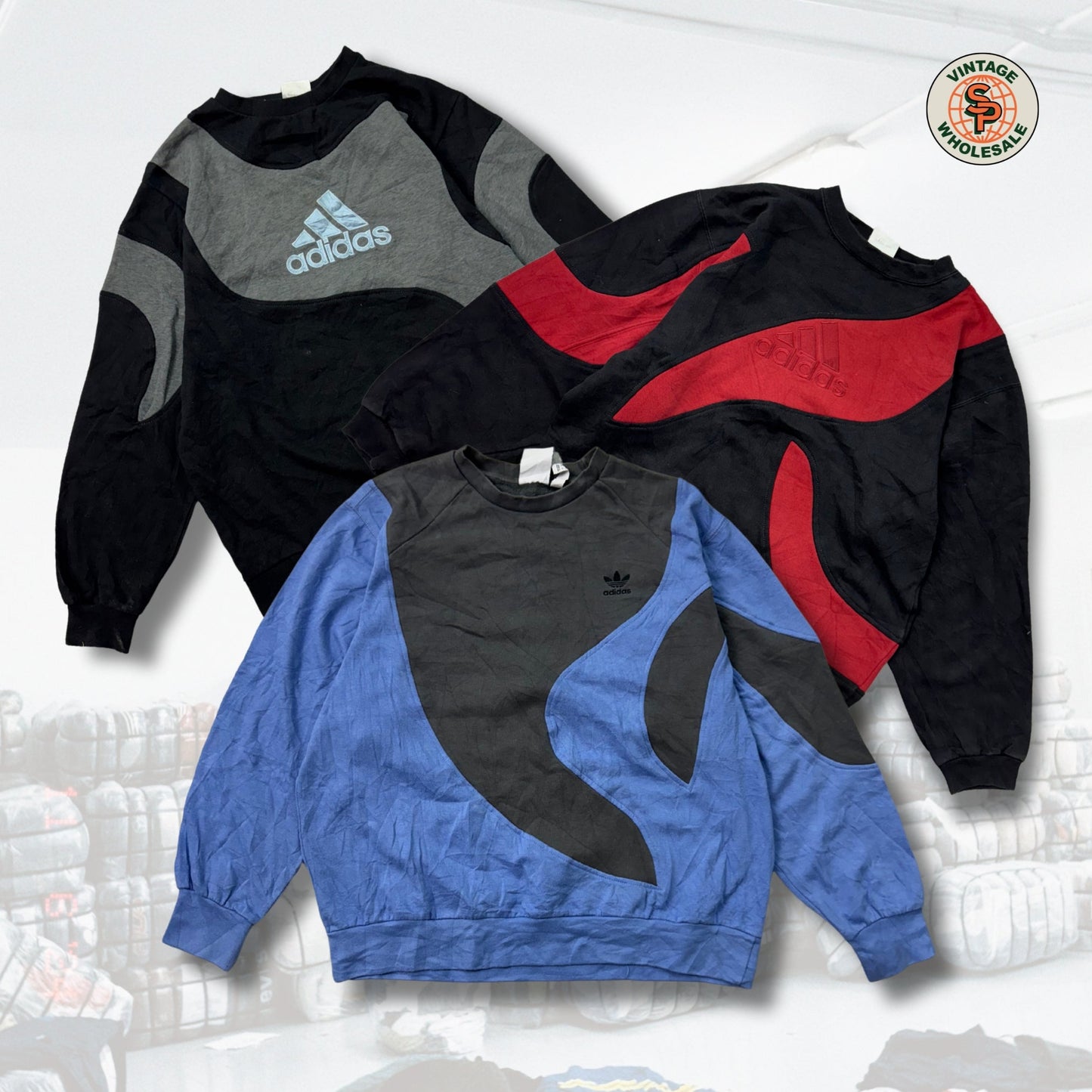 (PRE-ORDER) 10x Sudaderas rework vintage Adidas por piezas - SP Vintage Wholesale  