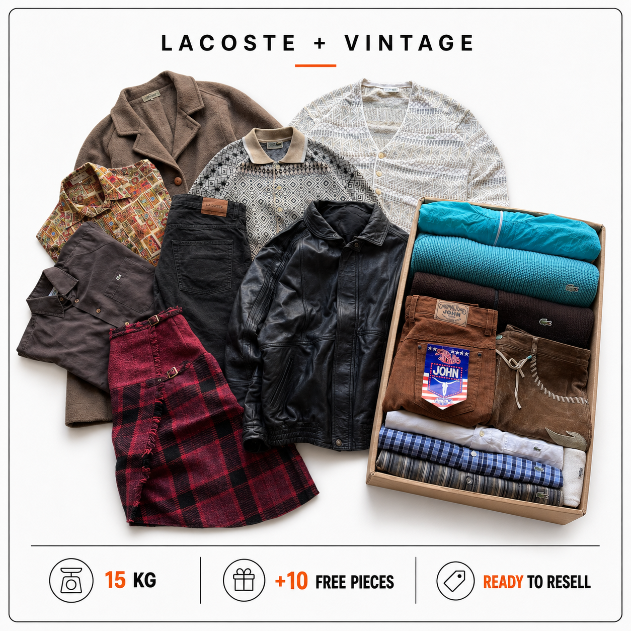 LACOSTE + VINTAGE RESELLER BOX 15KG