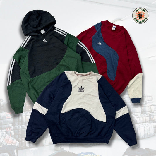 (PRE-ORDER) 10x Sudaderas rework vintage Adidas por piezas - SP Vintage Wholesale  